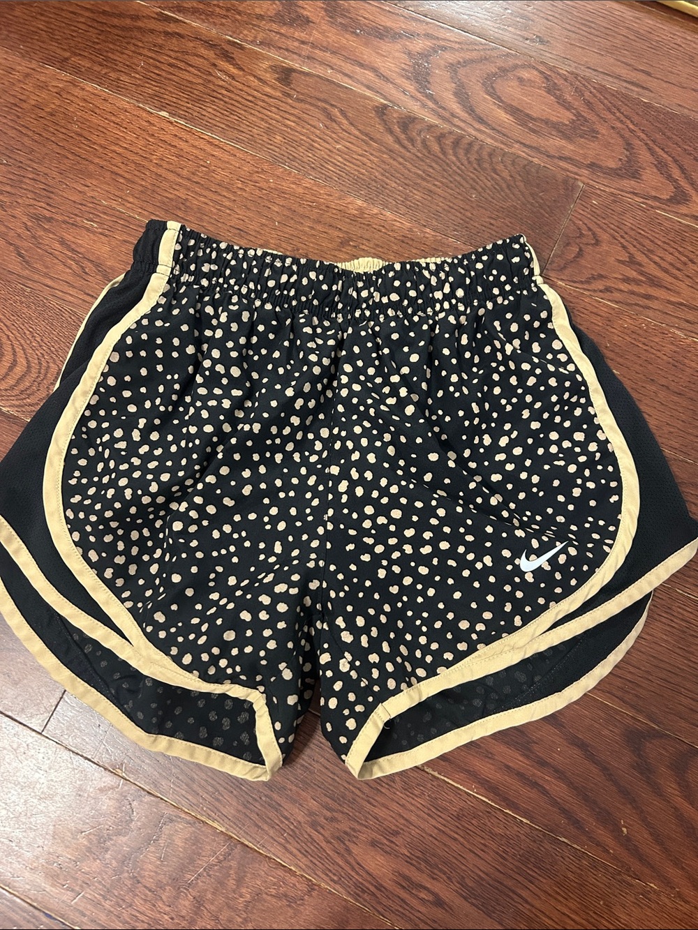 Nike Women’s Black Running Shorts with Tan Dot Print